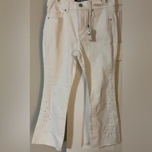 Cropped Flare Leg Eyelet Jean